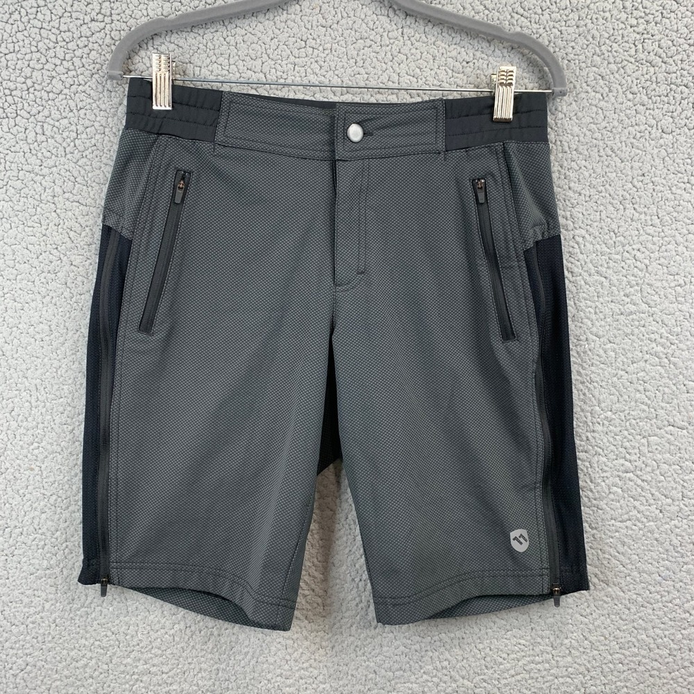 elevenpine MTB Shorts Men's Gray Black M Athletic Stretch Zipper Pockets